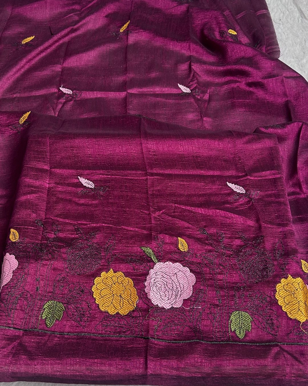 Baby Pink Colour Floral Embroidered Style Designer Saree