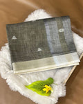 Grey Colour Khadi Cotton Saree