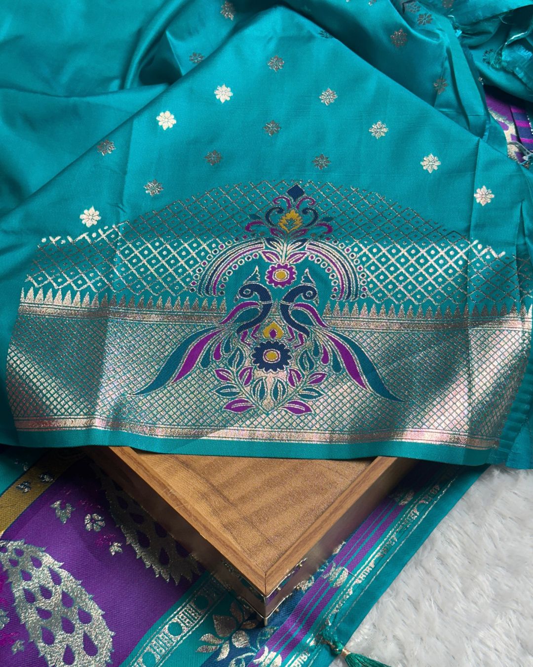 Teal Green Colour Paithani Saree