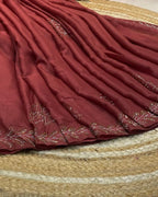 Dusty Red Colour Star Georgette Saree