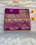 Magenta Colour Soft Satin Silk Saree With Moti Border