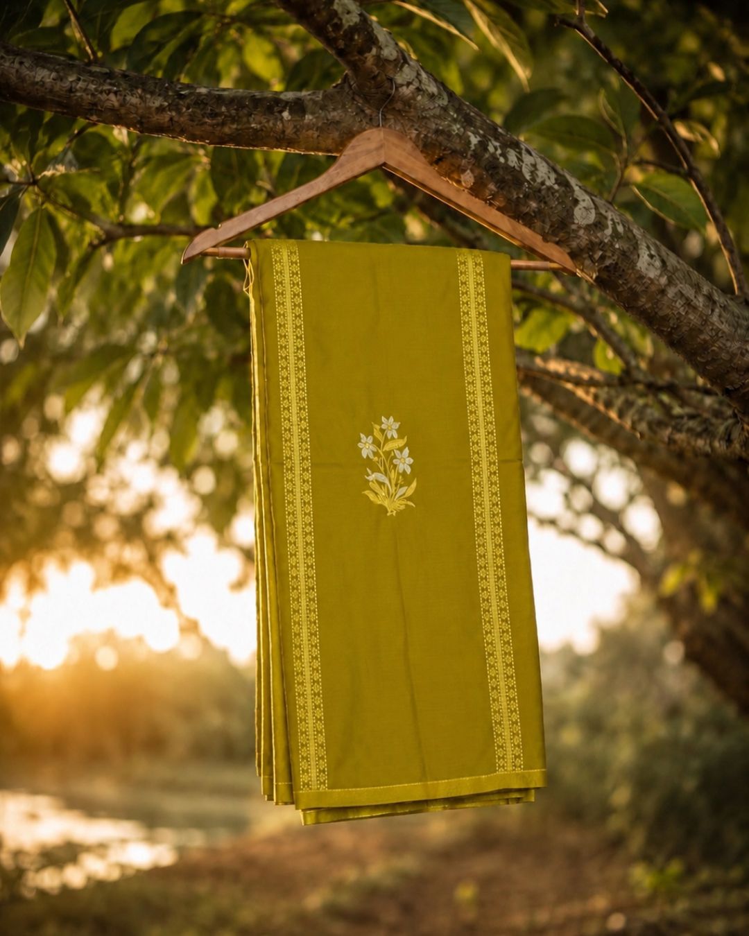 Olive Yellow Colour Soft South Silk Saree