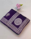 Dark Violet Colour Vichitra Silk Wok Saree