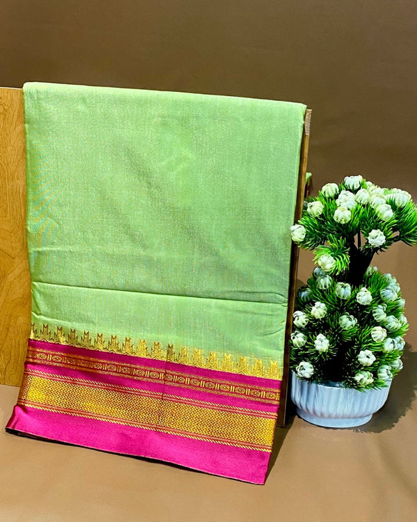Parrot Green Colour Irkal/Ilkal Cotton Saree