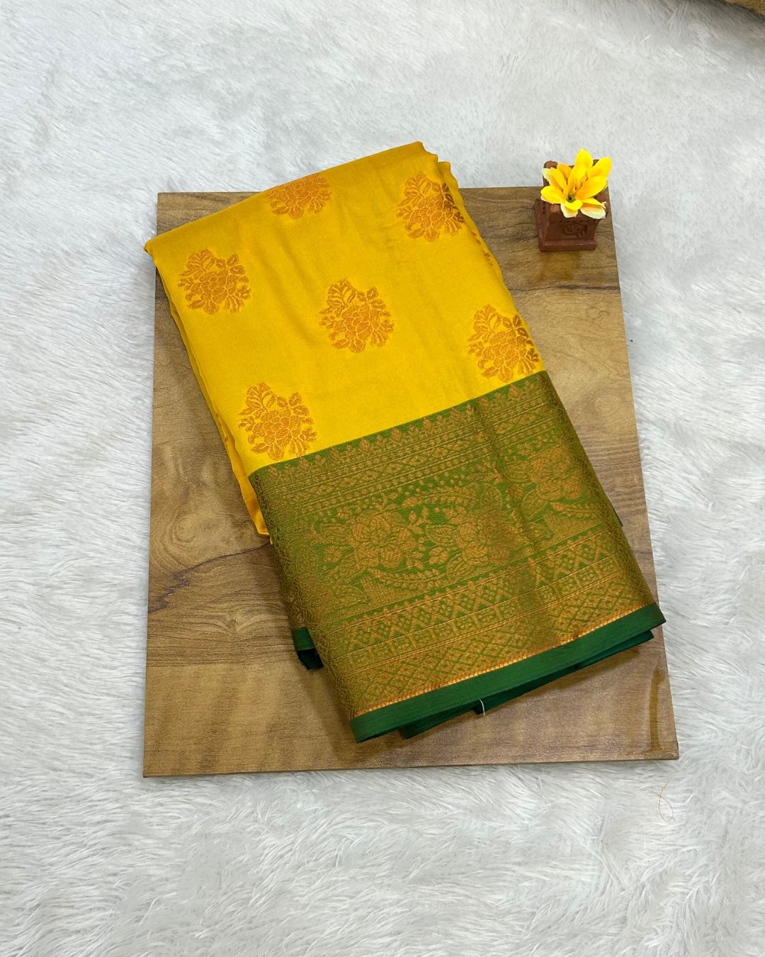 Yellow Colour Semi Silk Saree