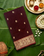 Maroon Colour Handloom Chanderi Saree