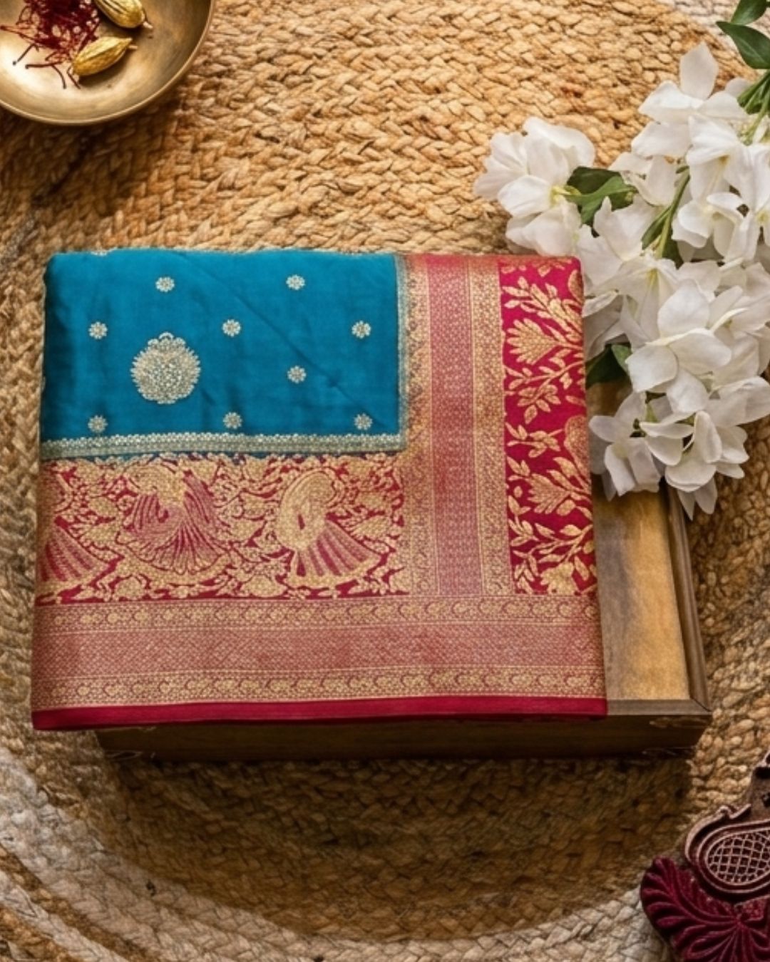 Blue Colour Soft Satin Silk Saree with Contrast Blouse Piece