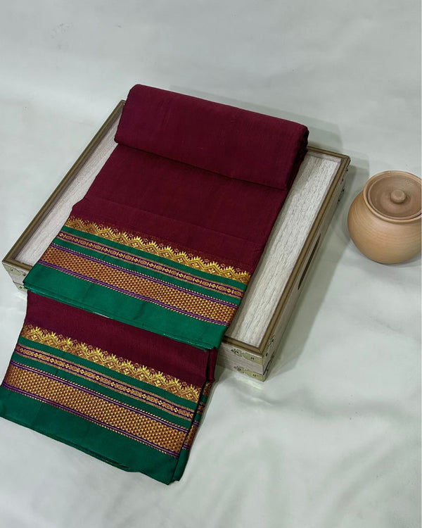 Maroon Colour Irkal/Ilkal Cotton Saree