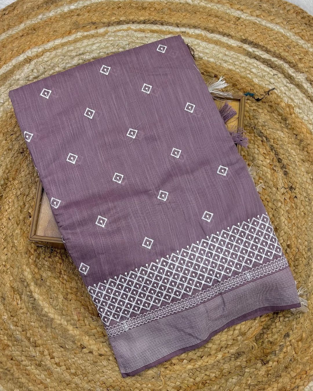 Dusty Onion Pink Colour Cotton Saree