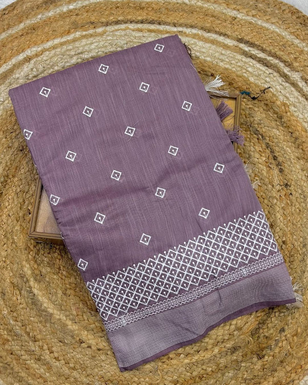 Dusty Onion Pink Colour Cotton Saree
