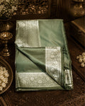 Dusty Green Colour Soft Satin Silk Saree