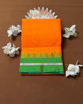 Saffron Orange Colour Contrast Border Irkal/Ilkal Cotton Saree
