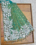 Sea Green Colour Shimmer Fandy Saree