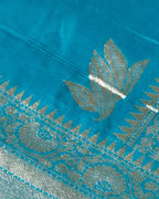 Rama Green Colour Semi Silk Saree with Golden Rich Border