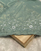 Pista Colour Shimmer Georgette Saree with Embroidery Work