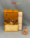 Mustard Yellow Colour Cotton-Blend Floral Printed Saree
