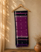 Black Colour Maheshwari Cotton Saree with Contrast Blouse