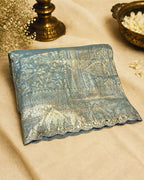 Mint Sea Green Colour Jarkan Cut Work Border Tissue Silk Saree M 15238