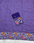 Lavender Colour Shimmer Georgette Thread Work Saree