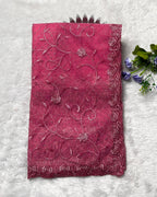 Peach Pink Colour Soft Net Cutwork border Saree