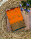 Mango yellow Colour Semi Silk Temple Border Zari Saree