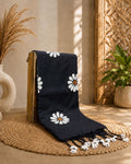 Black Colour Cotton Floral Printed Saree