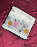 Cream Beige Colour Floral Embroidered Style Designer Saree