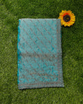 Firozi Colour Fandy Satin Silk Saree with Bead Work