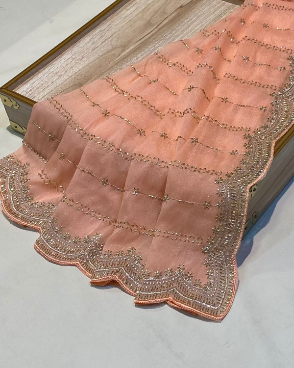 Aboli Colour Shimmer Georgette Saree with Bead Work