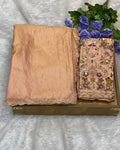 Rose Gold Colour Fandy Saree With Heavy work Blouse Piece