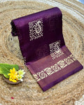 Wine Colour Cotton-Blend Paisley Printed Saree