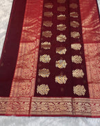 Maroon Colour Handloom Chanderi Saree