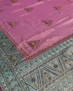 Onion Pink Colour Shimmer Georgette Dual Shine Wok Border Saree