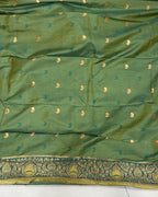 Parrot Green Colour Silk Paithani Saree with Contrast Blouse