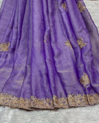 Lavender Colour Shimmer Silk Saree with Contrast Blouse Piece