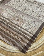 Off White Colour Cotton Warli Design Saree