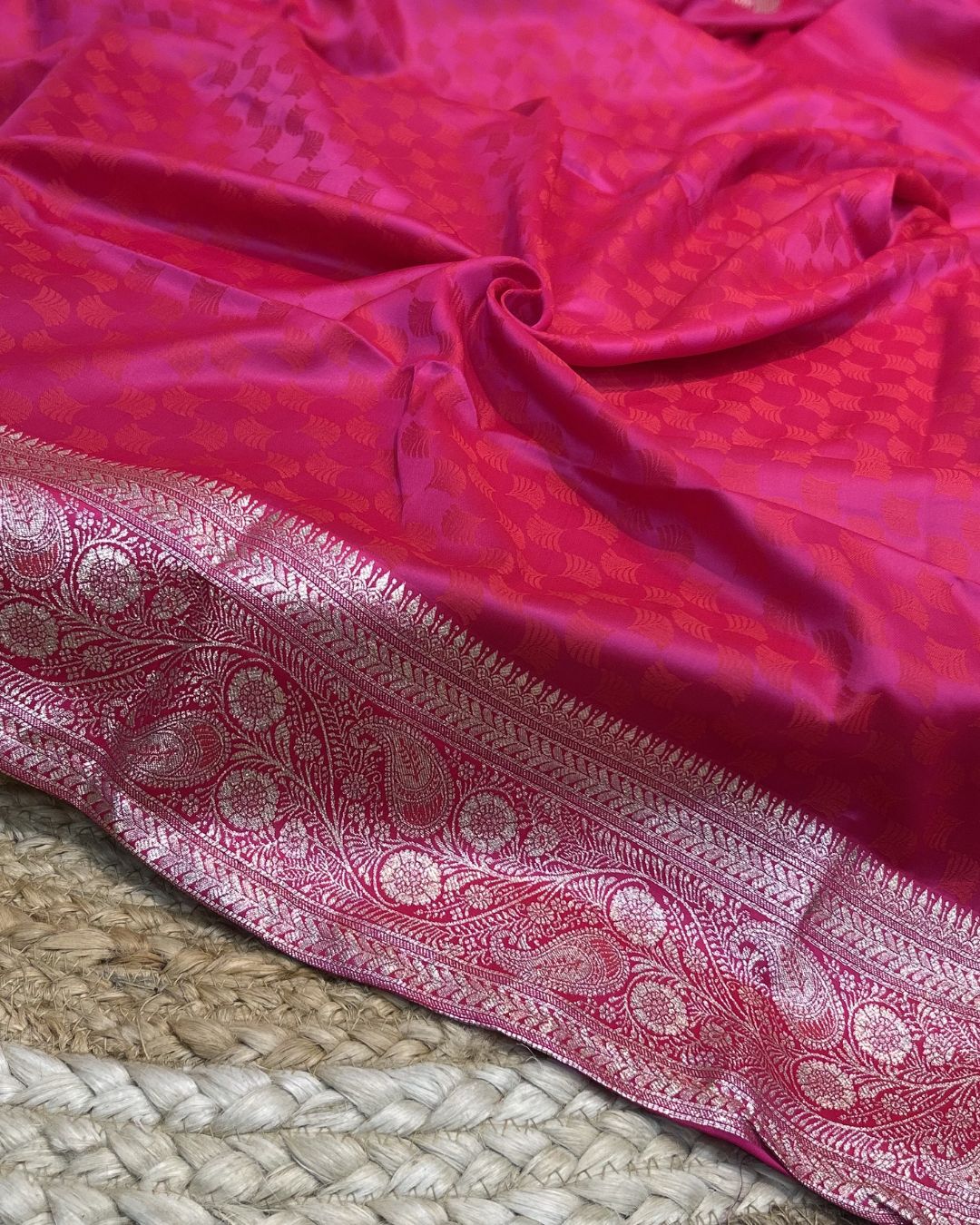 Pink Colour Soft Satin Silk Saree