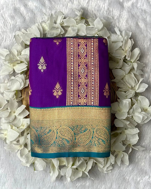 Purple Colour Semi Silk Zari Saree