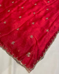 Red Colour Fandy Silk Saree with Cut Work Border
