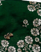 Forest Green Colour Vichitra Silk Cut Wok Border Saree