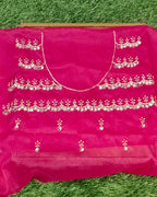 Ivory Colour Georgette Mirror Cut Work Saree
