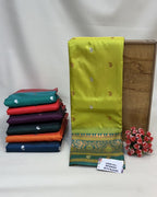 Parrot Green Colour Silk Paithani Saree with Contrast Blouse