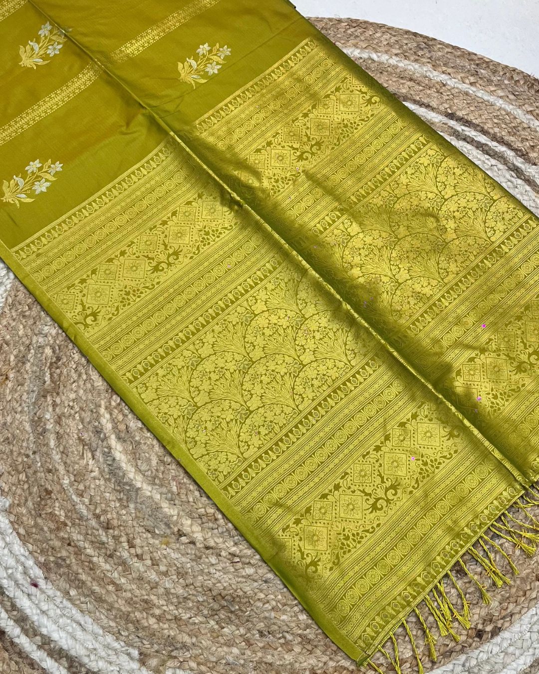 Olive Yellow Colour Soft South Silk Saree
