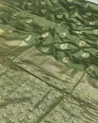 Moss Green Colour Soft Silk Saree With Moti Border