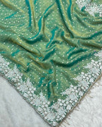 Sea Green Colour Shimmer Fandy Saree