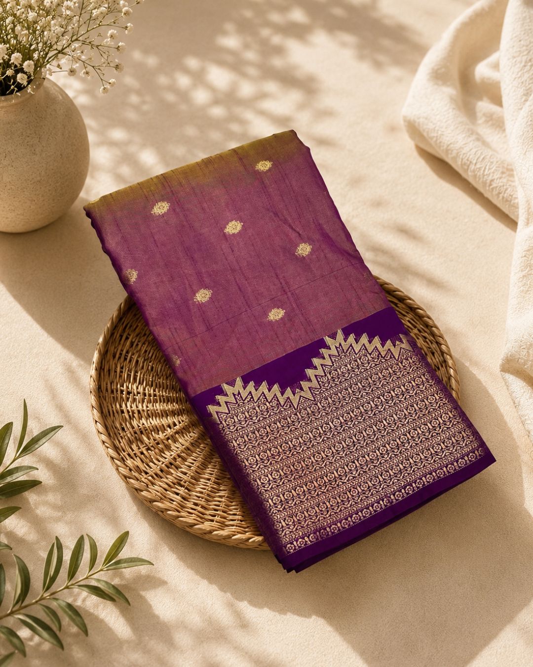 Magenta Colour Semi Silk Dual Shine Zari Saree