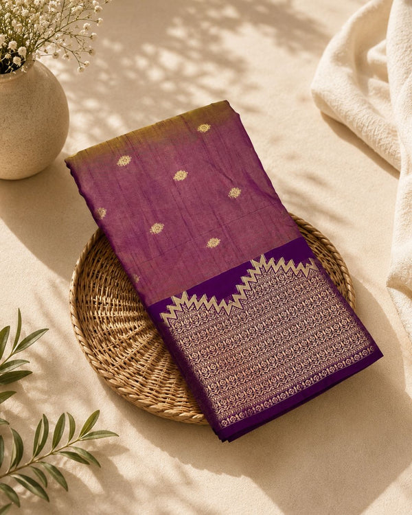 Magenta Colour Semi Silk Dual Shine Zari Saree
