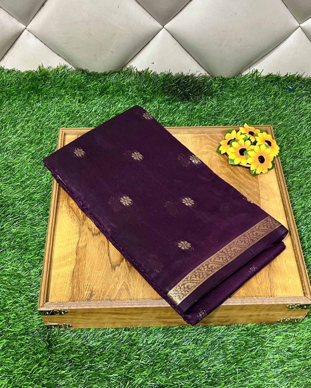 Wine Colour Maheshwari Cotton Saree M15186
