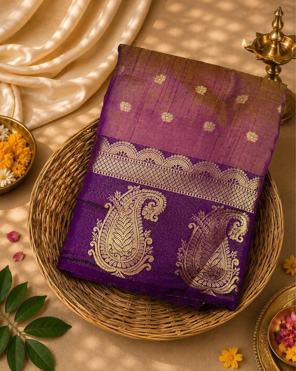 Magenta Colour Semi Silk Dual Shine Zari Saree