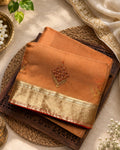 Orange Colour Organza Silk Saree with Golden Zari Border